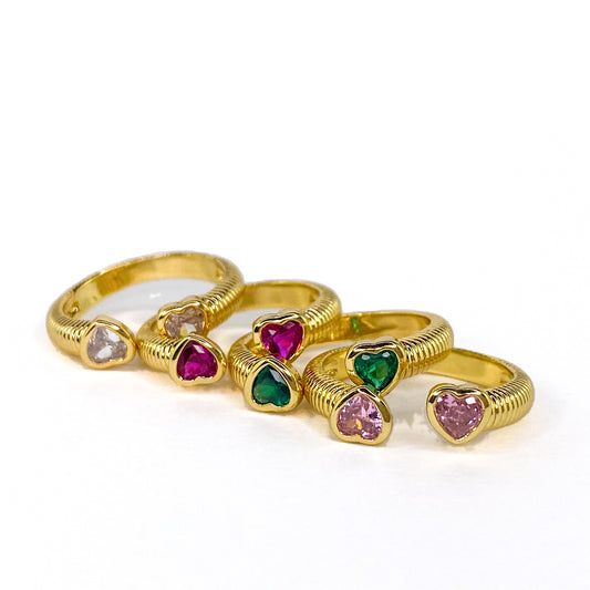 Two Hearts Crystal 18K Goldfilled Ring