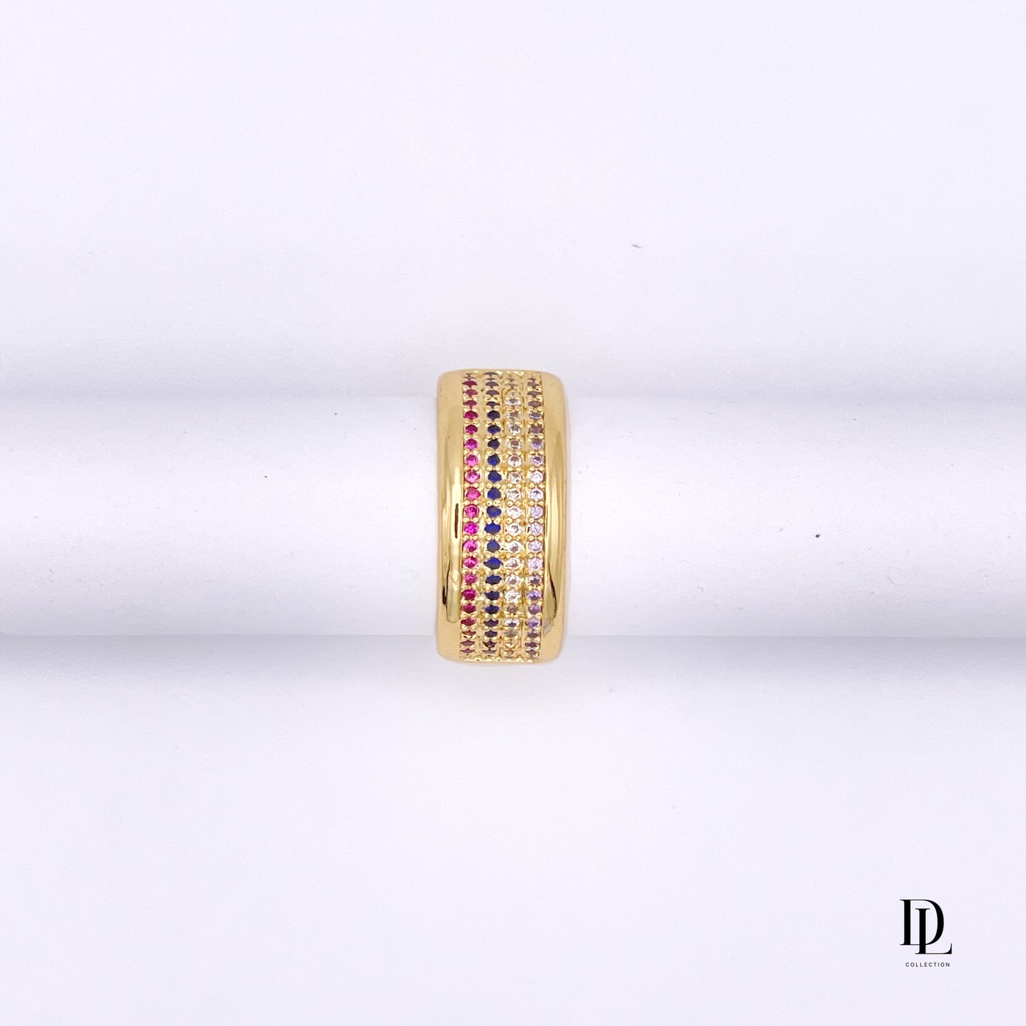 Crystal Stripes 18K Gold Filled Band Ring