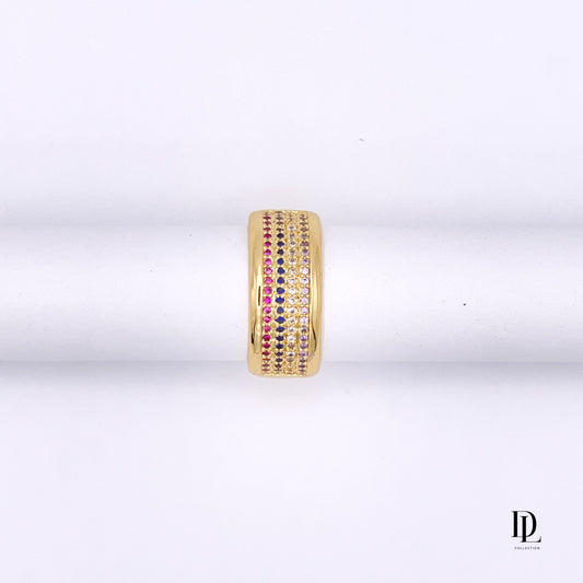 Crystal Stripes 18K Gold Filled Band Ring