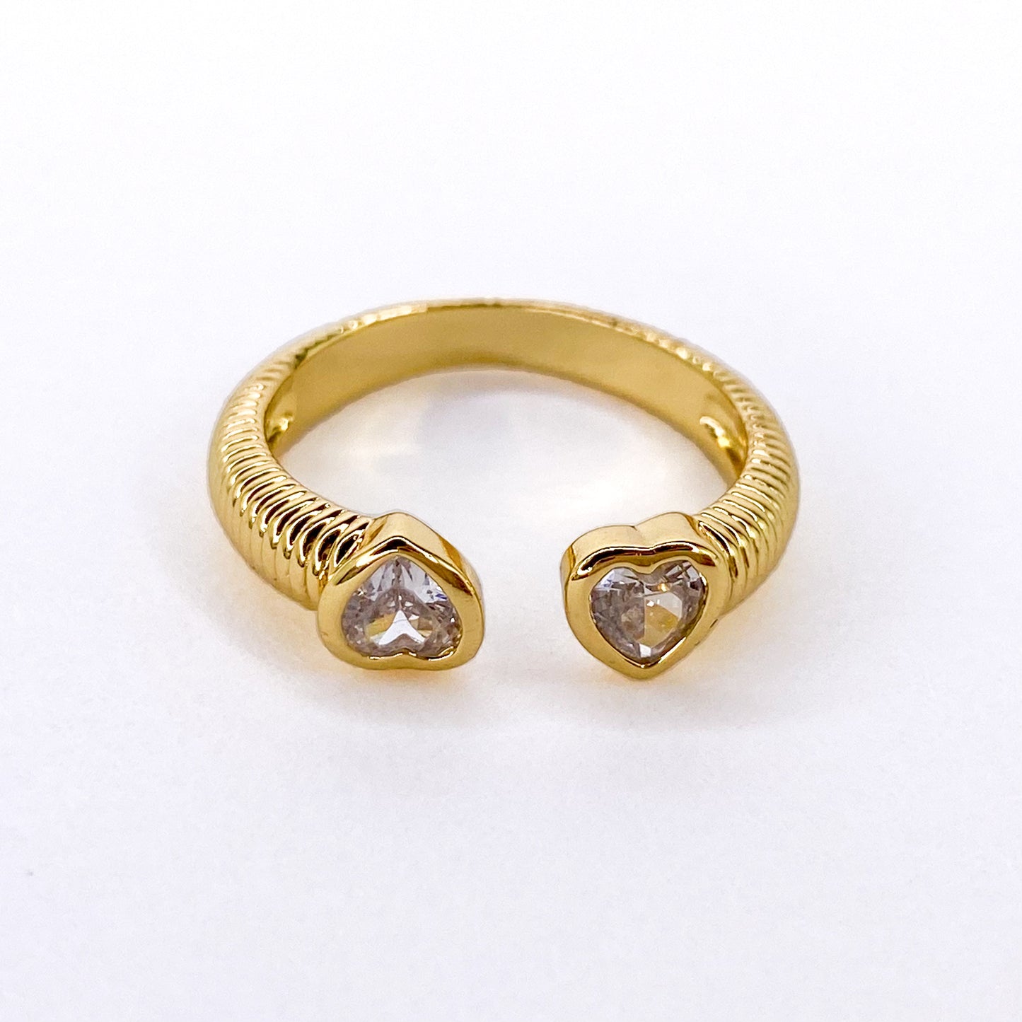 Two Hearts Crystal 18K Goldfilled Ring