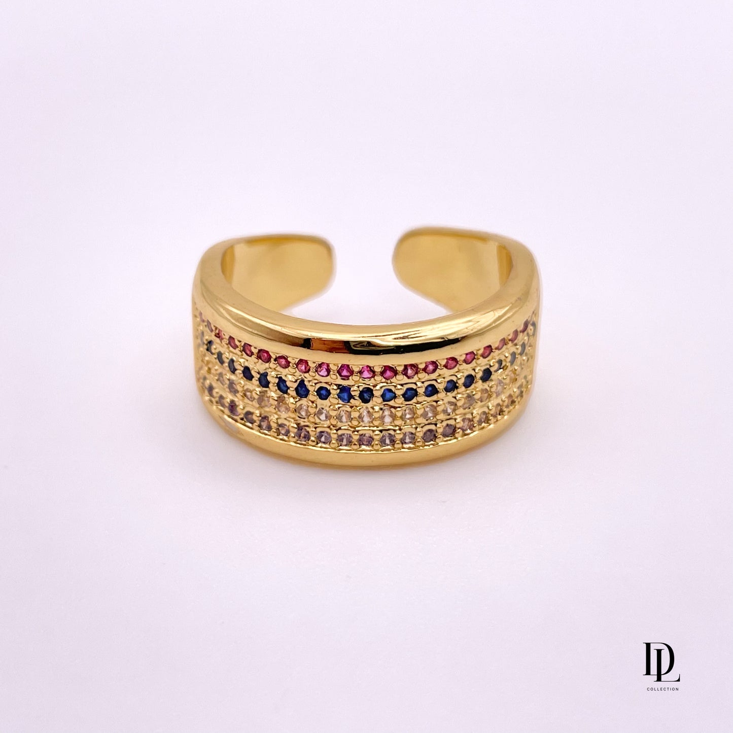 Crystal Stripes 18K Gold Filled Band Ring