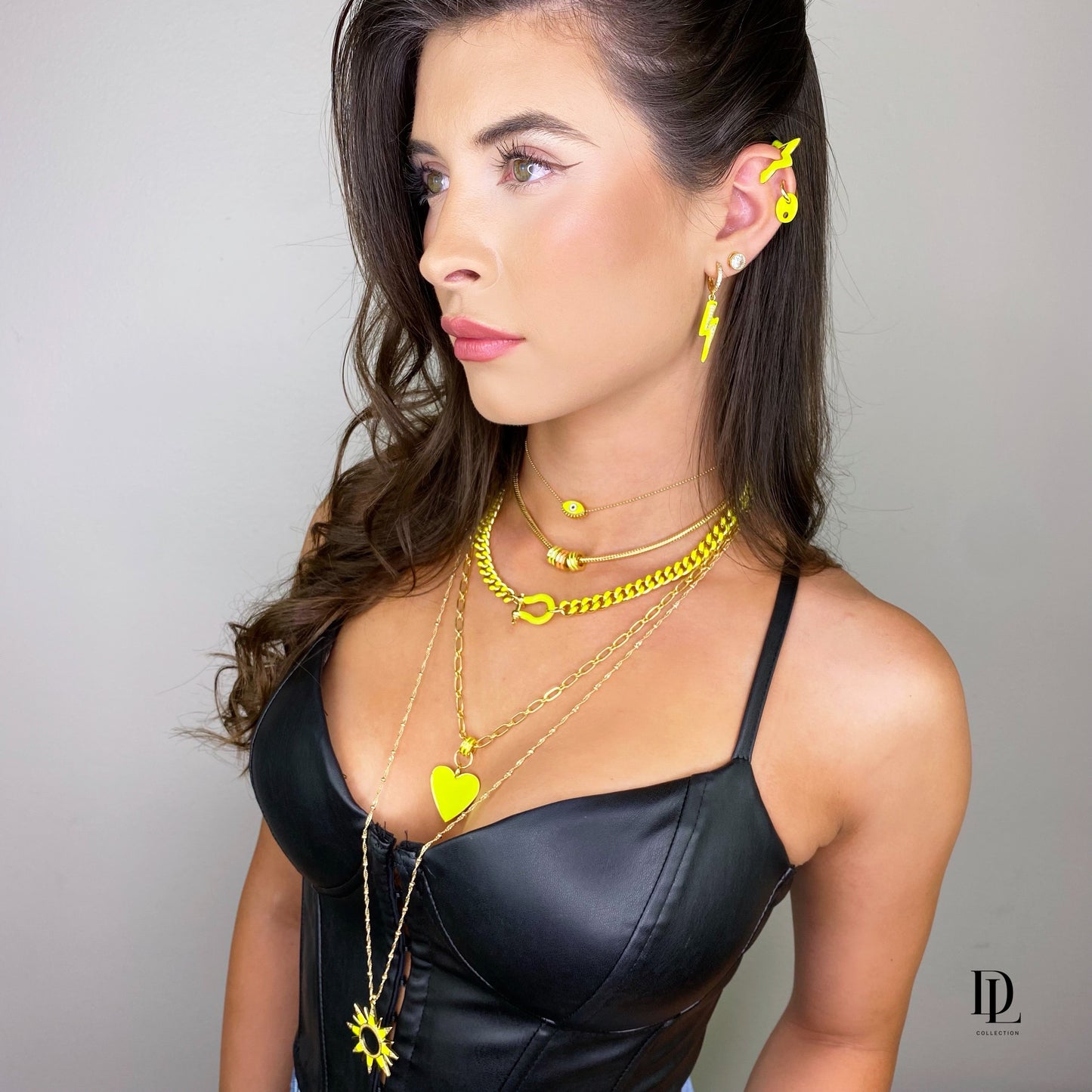 Afrodita Lemon-Yellow Neon 18K Gold Filled Enamel Necklace