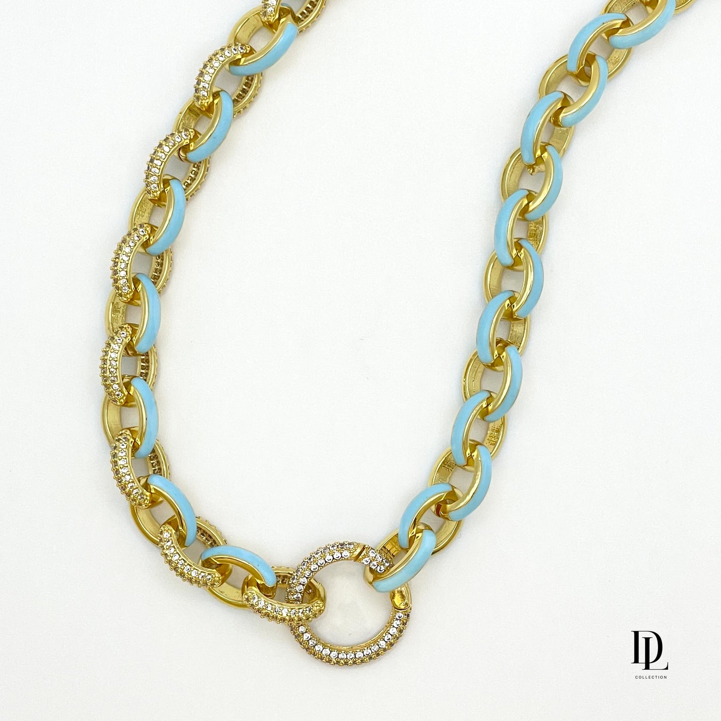 Sierra Necklace 18K Goldfilled with Crystals and Enamel links