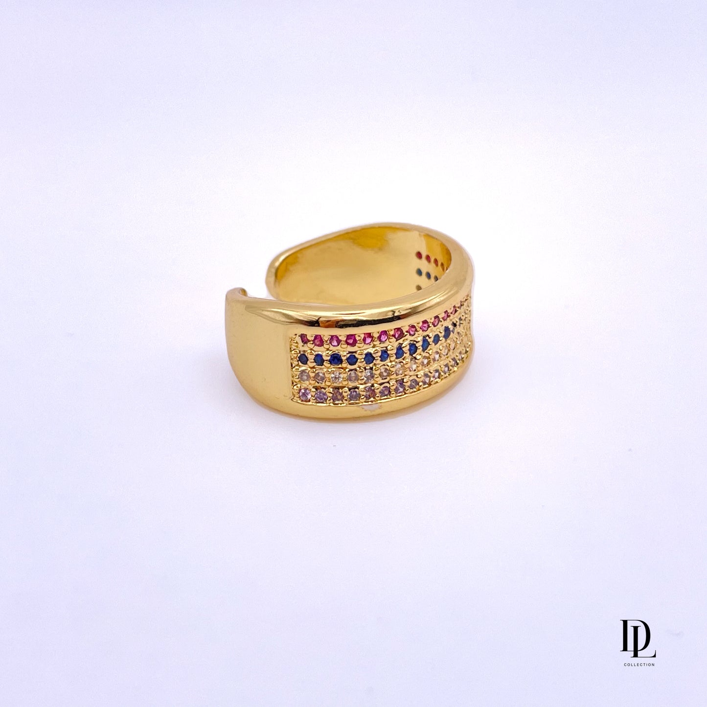 Crystal Stripes 18K Gold Filled Band Ring