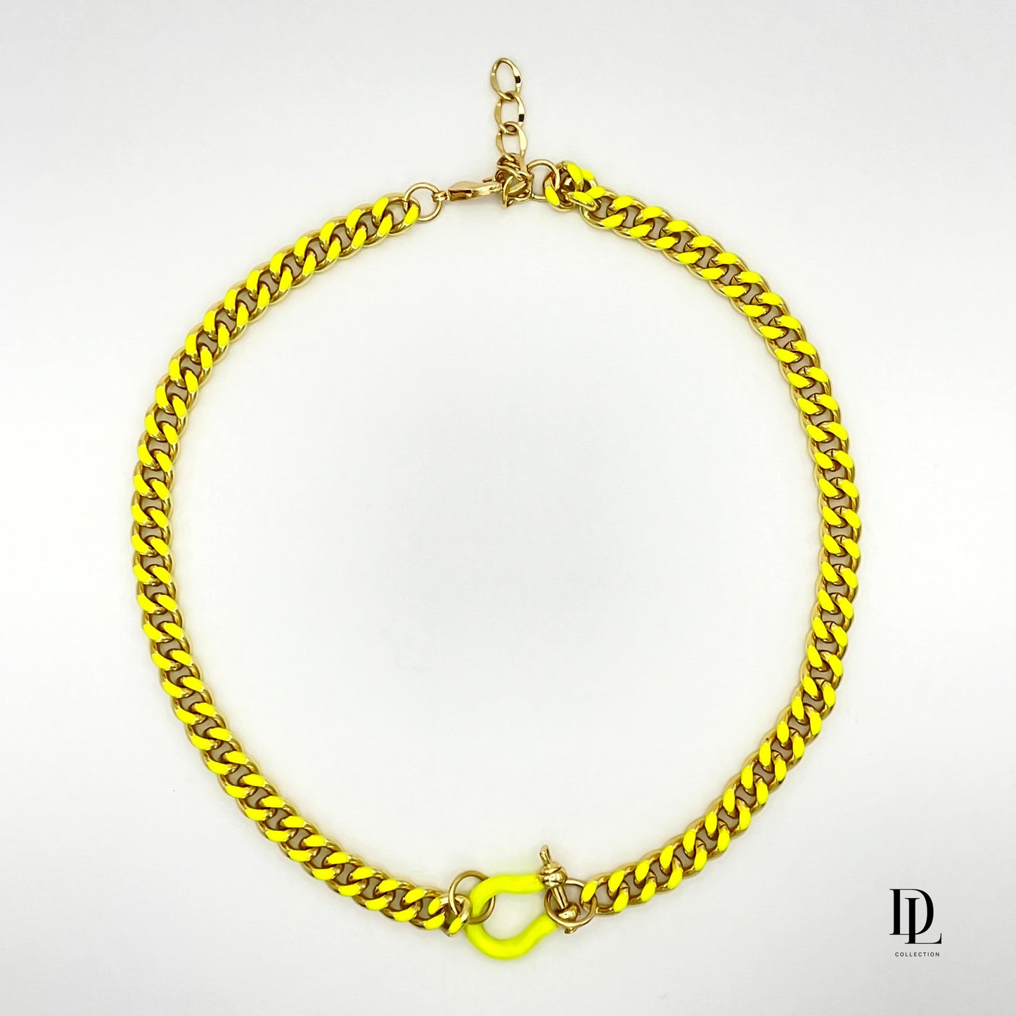 Afrodita Lemon-Yellow Neon 18K Gold Filled Enamel Necklace