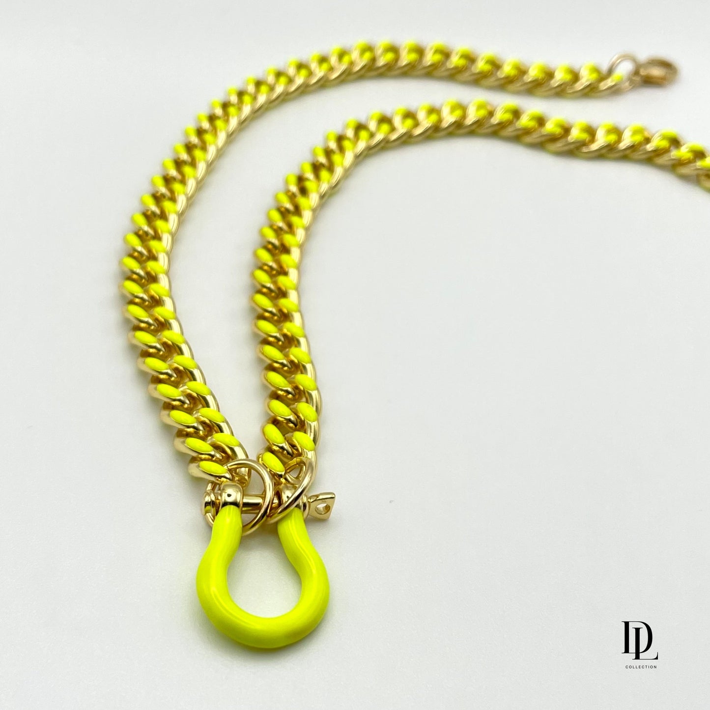 Afrodita Lemon-Yellow Neon 18K Gold Filled Enamel Necklace