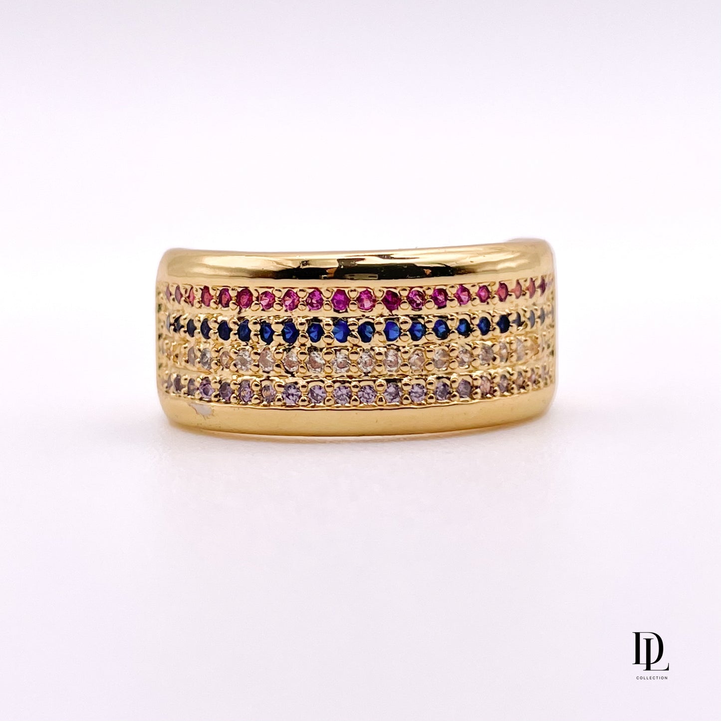 Crystal Stripes 18K Gold Filled Band Ring